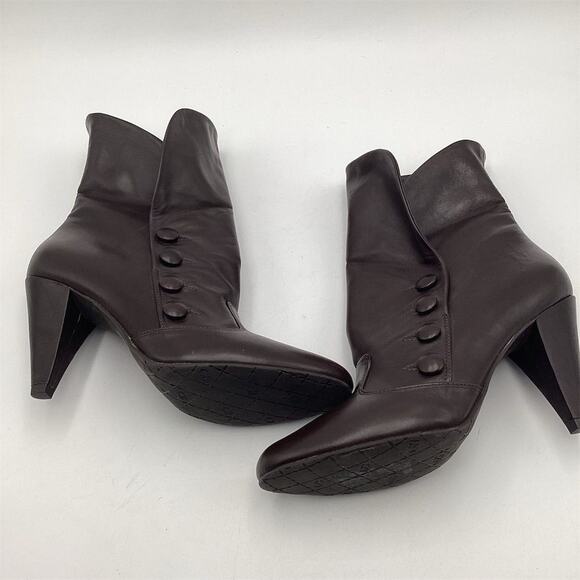 Gianni Bini Women's Brown Leather Ankle Booties Size 8 Block Heel - Picture 5 of 12